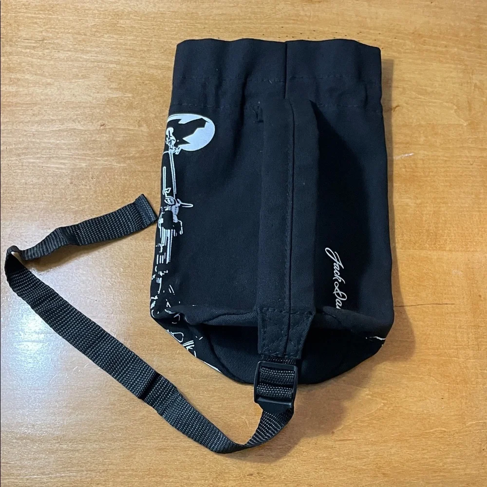 Jack Daniels Black Drawstring Bottle Bag with Drum Graphic